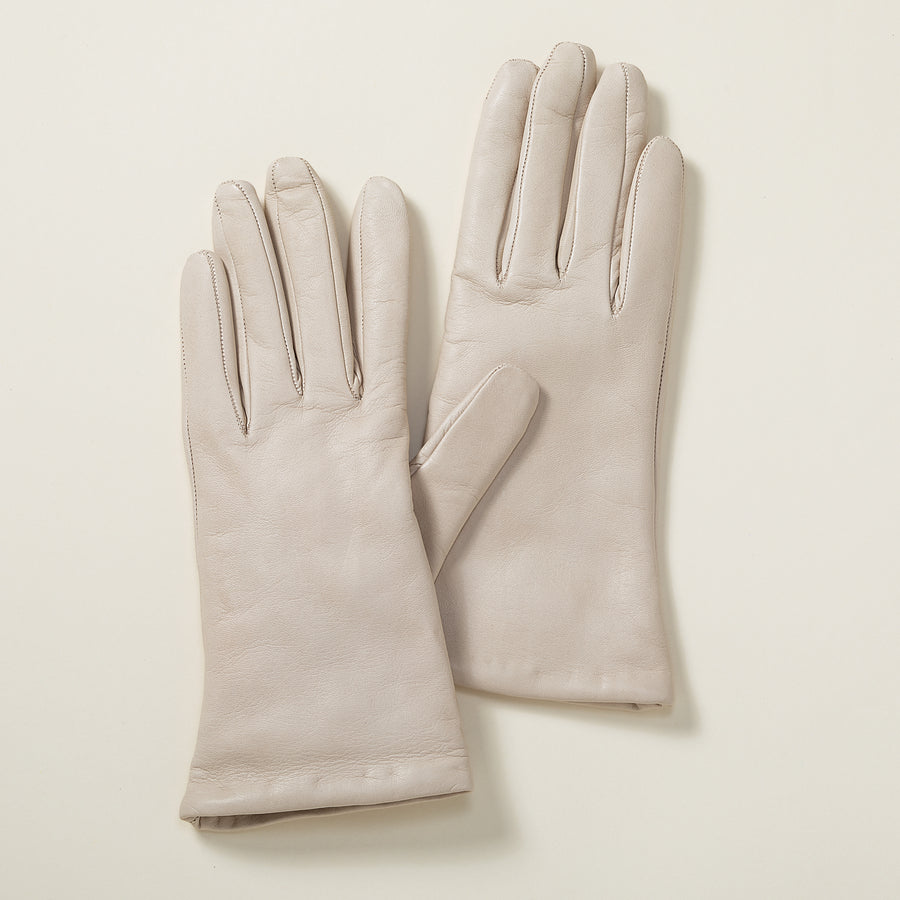 Cashmere Lined Ivory Leather Gloves