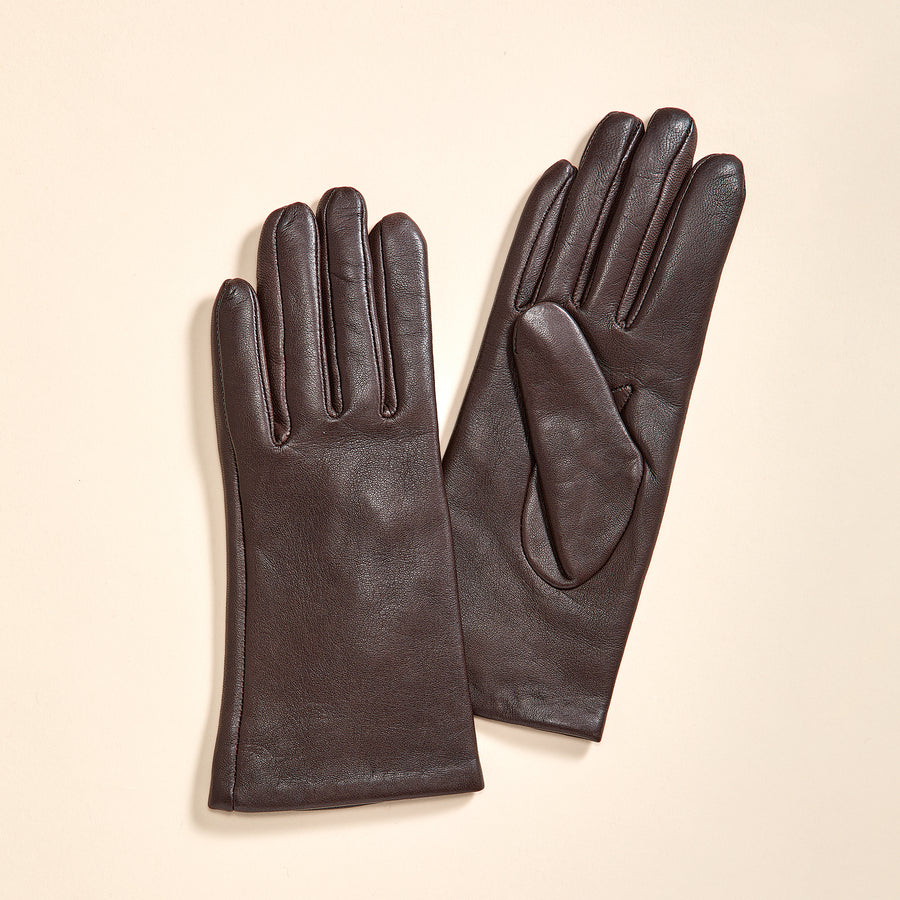 Cashmere Lined Brown Leather Gloves