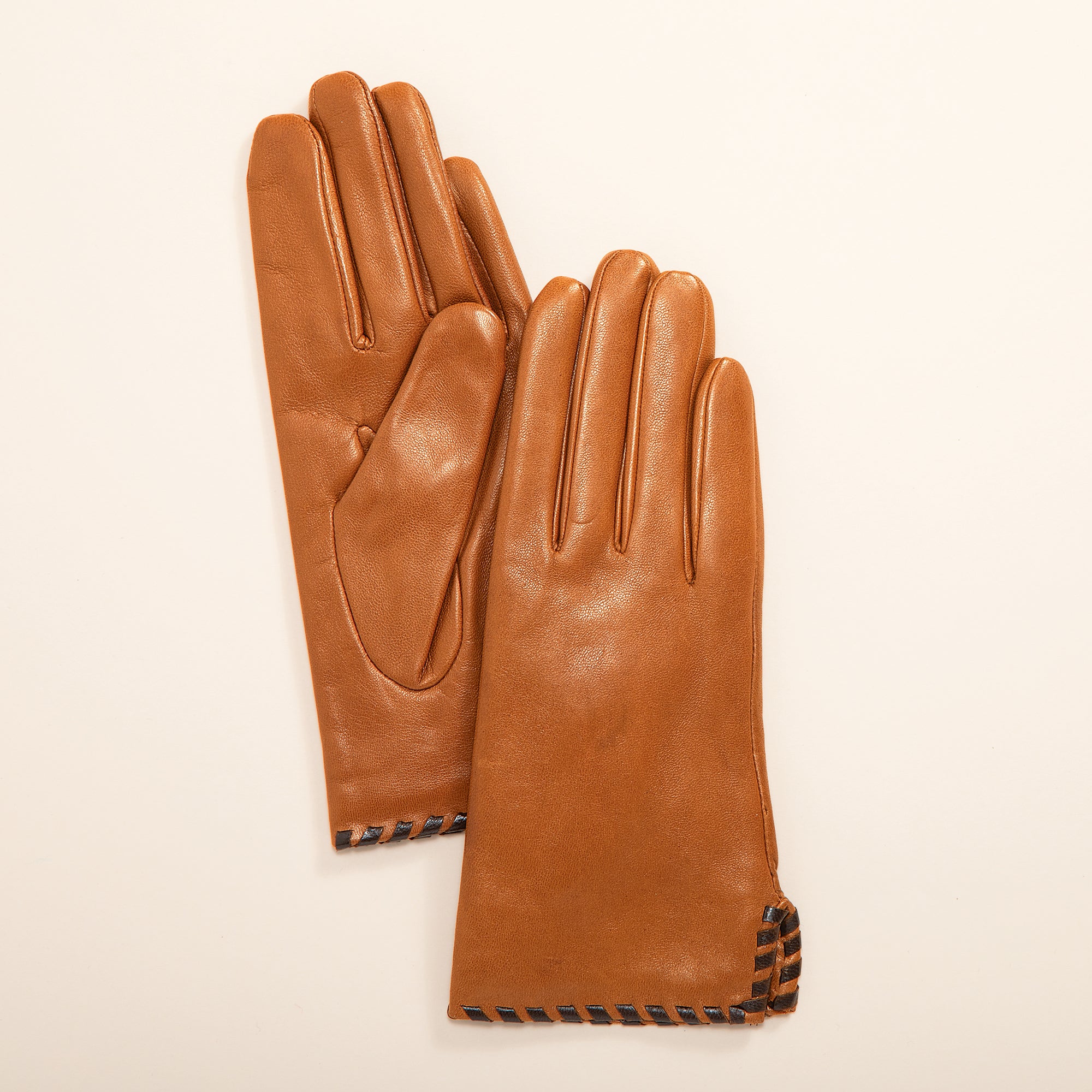 Cashmere Lined Two-Toned Brown Italian Leather Gloves