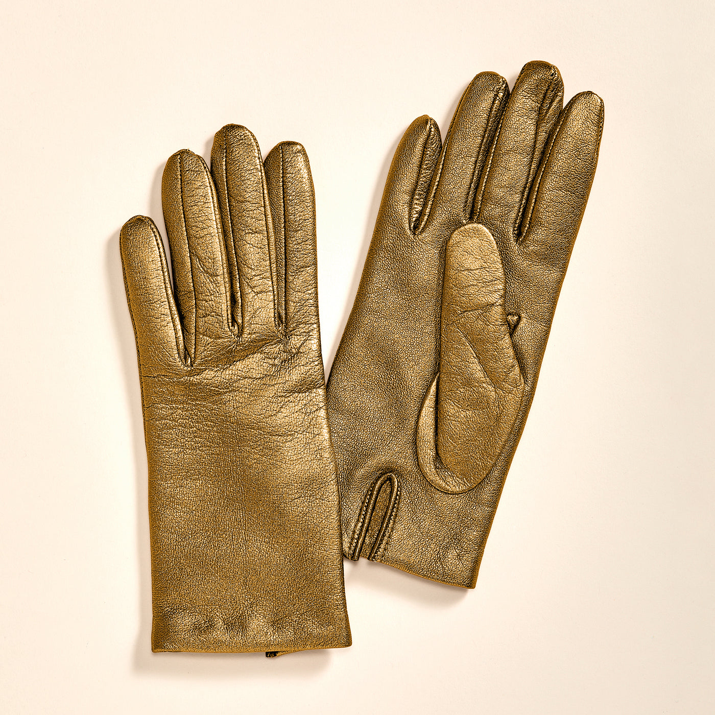Cashmere Lined Gold Leather Gloves