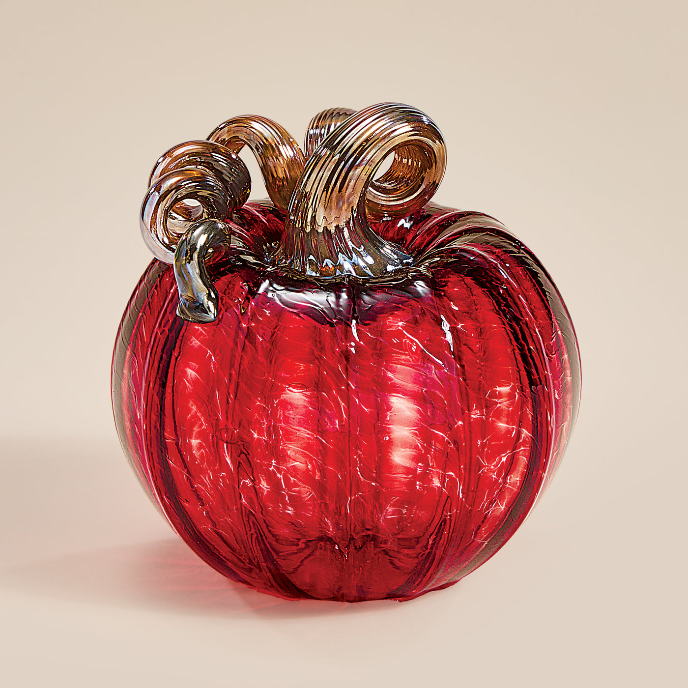 Hand-Blown Glass Crisp Cranberry Pumpkin