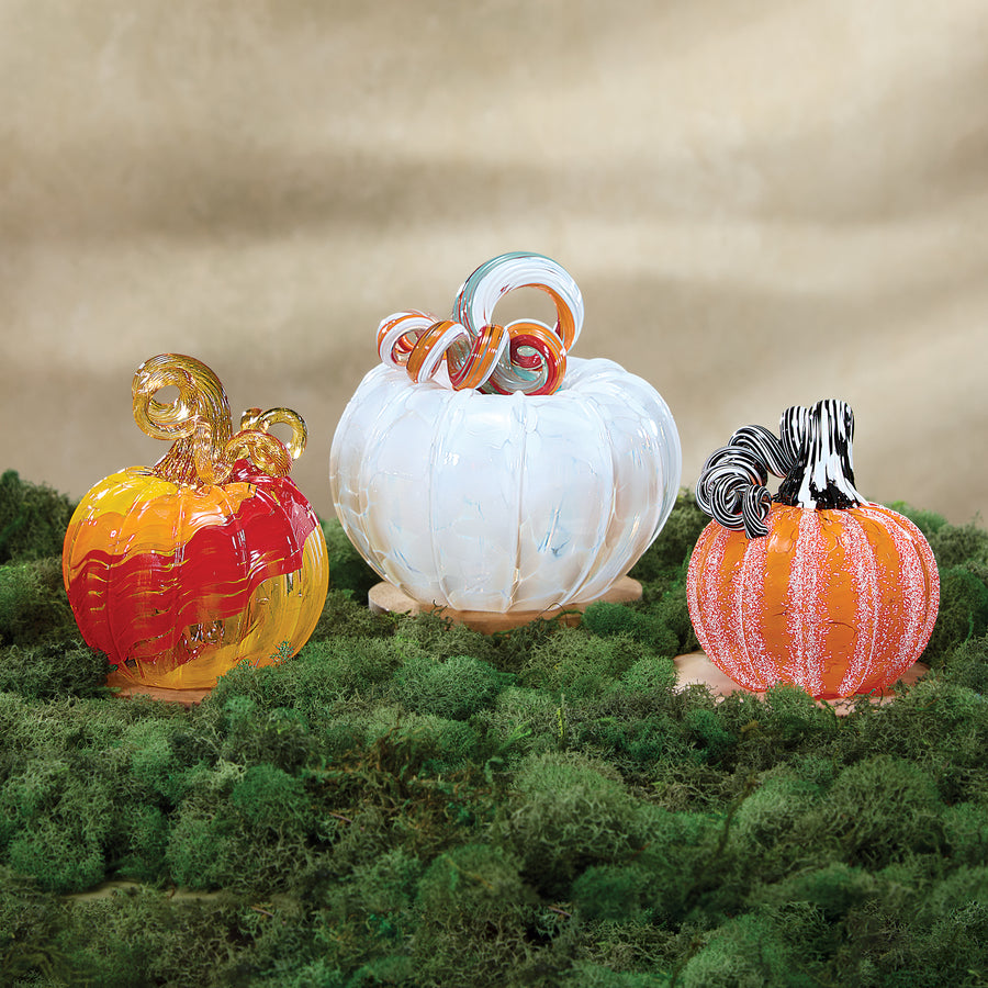 Hand-Blown Glass Witch's Glow Pumpkin