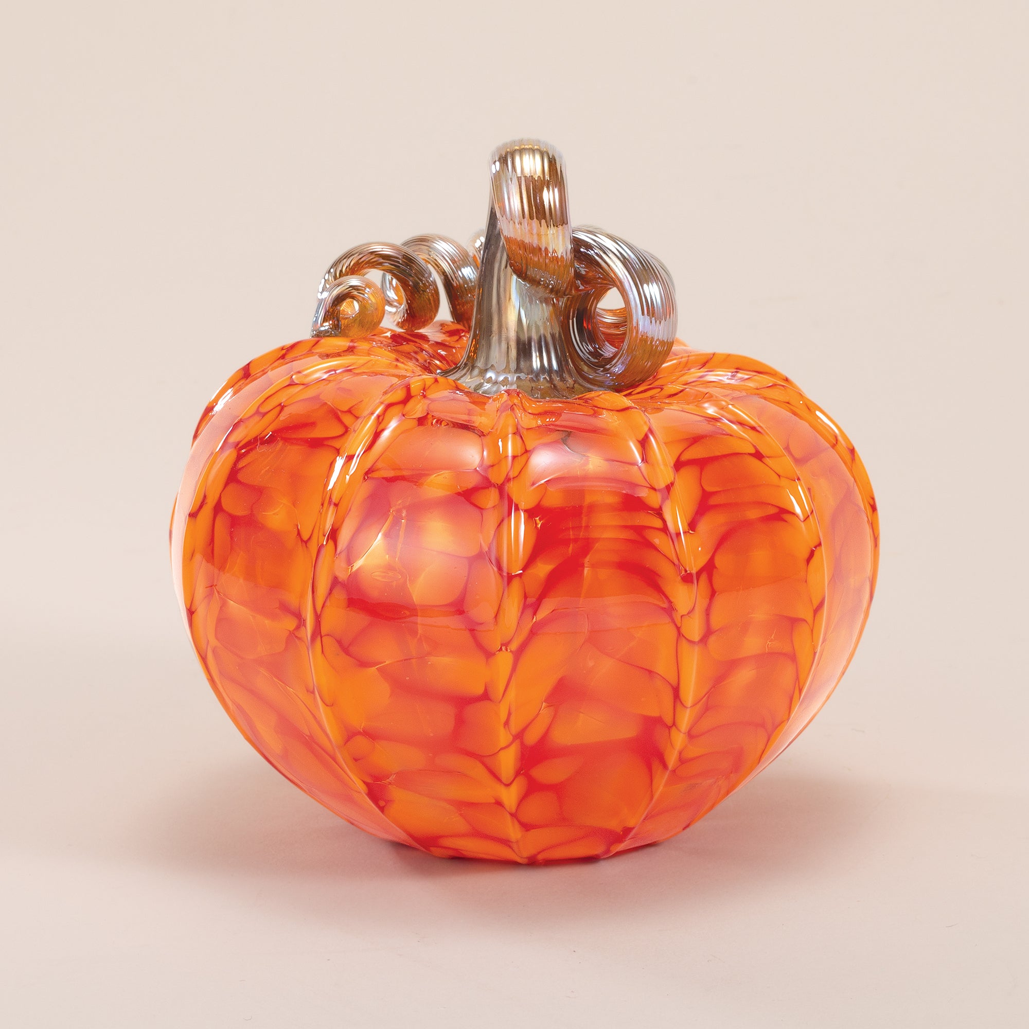 Hand-Blown Glass Orange Sunset Pumpkin