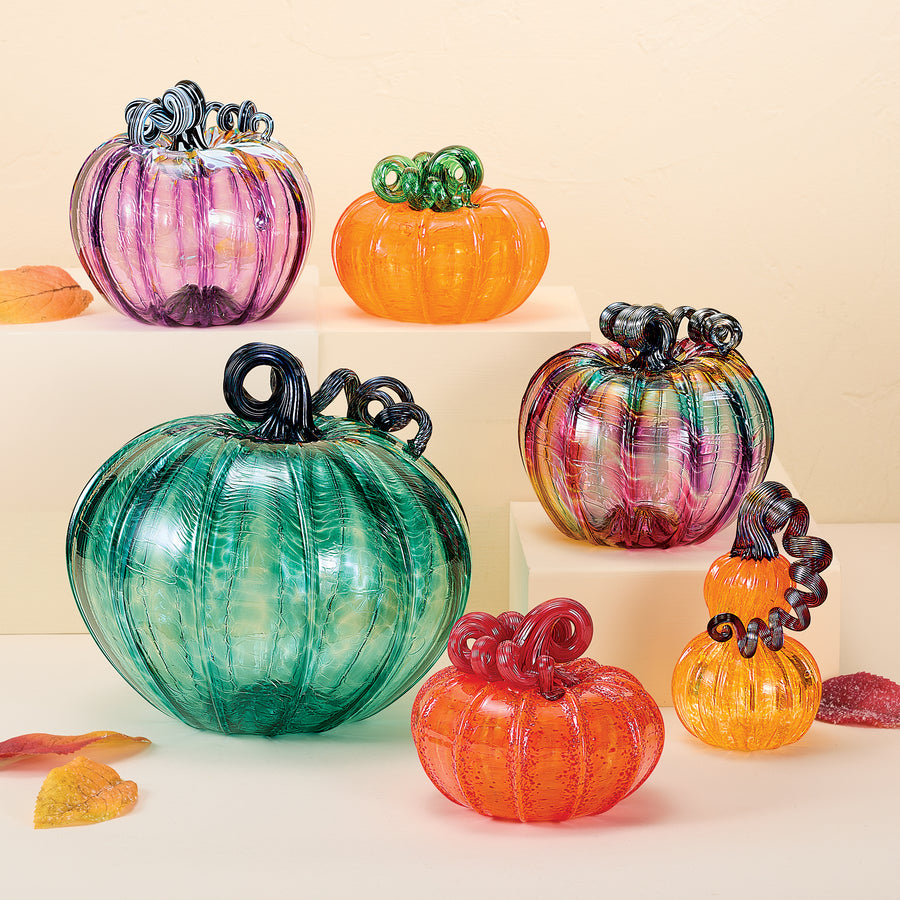 Hand-Blown Glass Jade Pumpkin