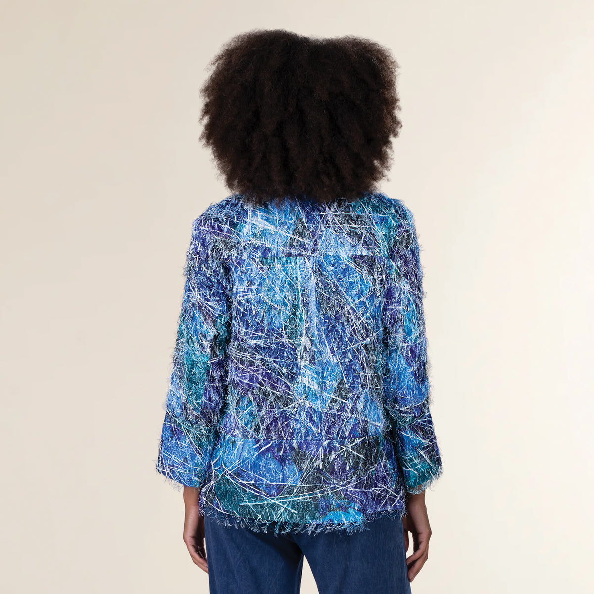 Blue Abstract Eyelash Textured Jacket