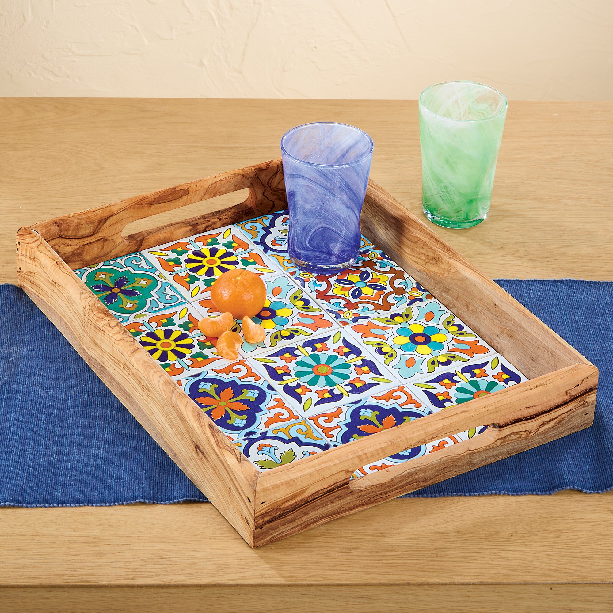 Multicolor Mosaic Tile Serving Tray