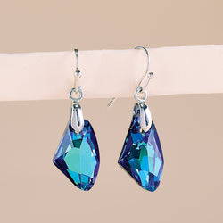 Rhinestone Clip On Earrings Pair Of Blue Crystal Teardrop Clip-On Earrings - Silver Plated, Handmade In UK Silver Teardrop Earrings