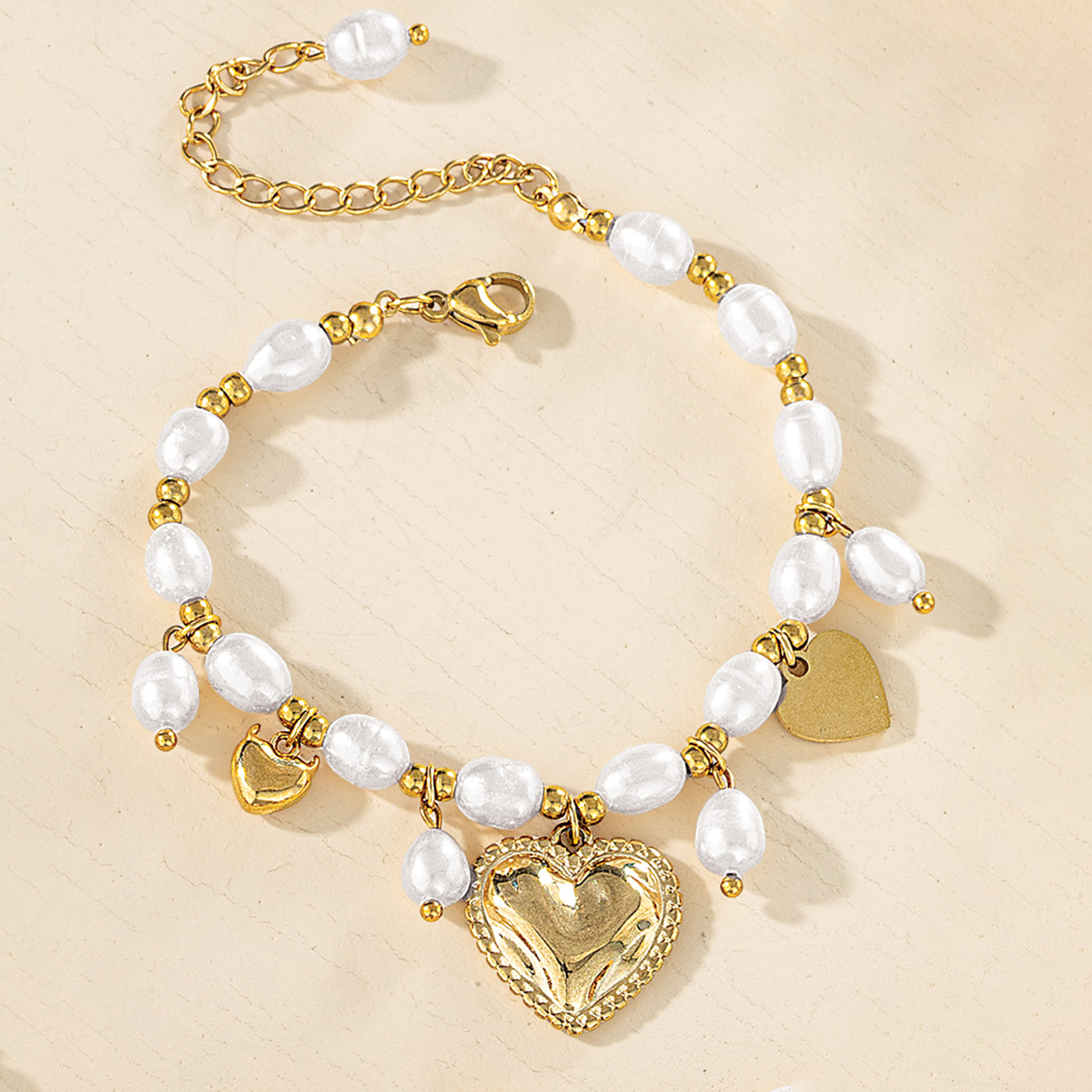 Sweet Hearts & Pearls Bracelet