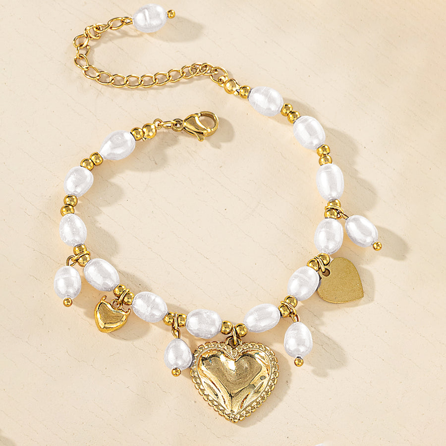 Sweet Hearts & Pearls Bracelet