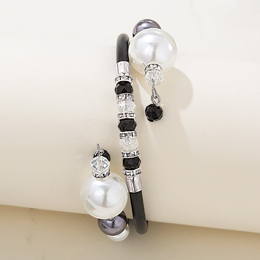 Glittering Black Glass Pearl Bracelet