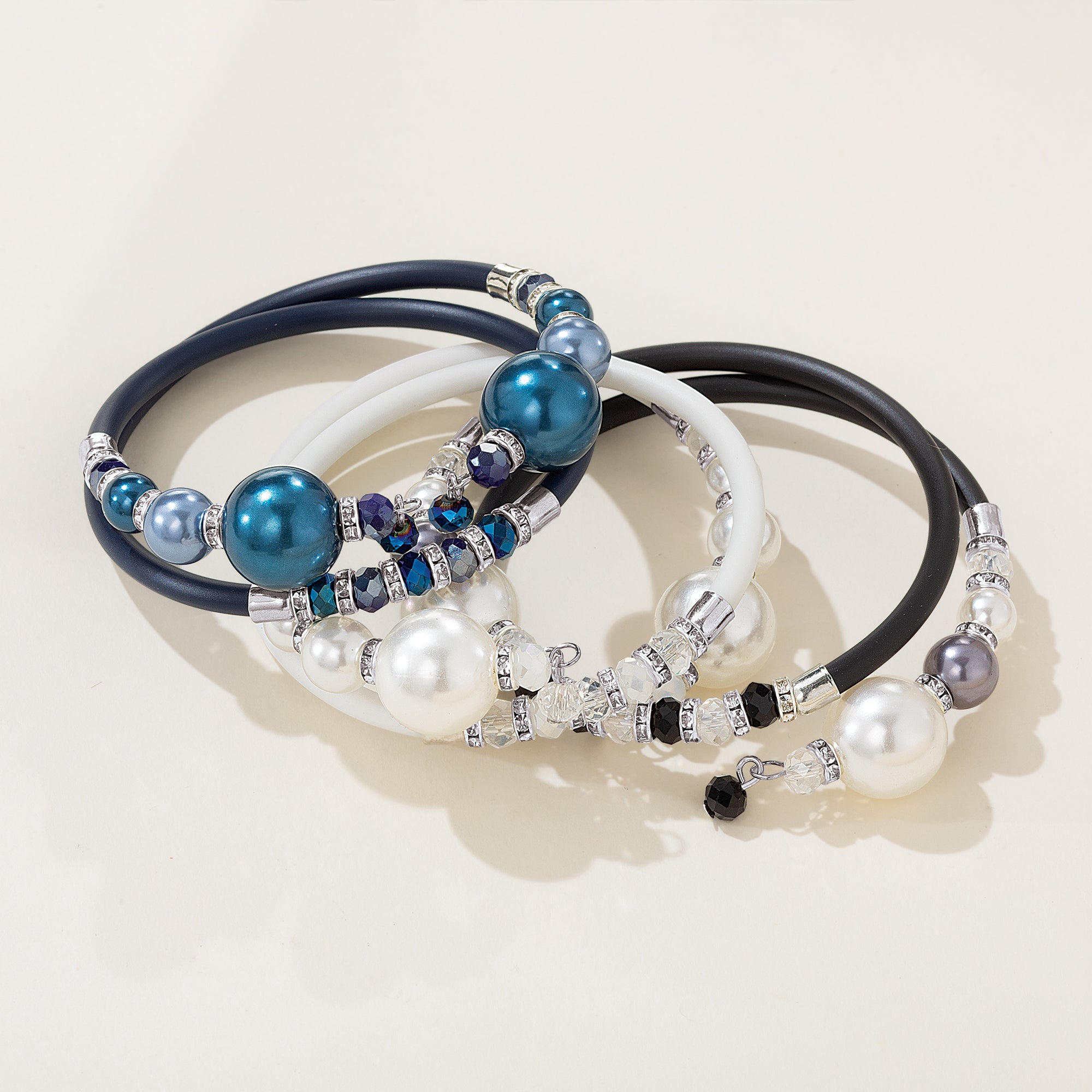 Glittering Navy Glass Pearl Bracelet