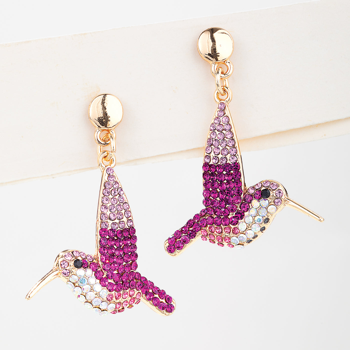 Blush Crystal Hummingbird Earrings