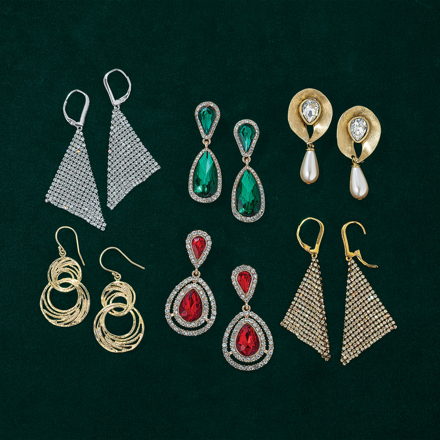 Green Crystal Teardrop Earrings (Preorder)