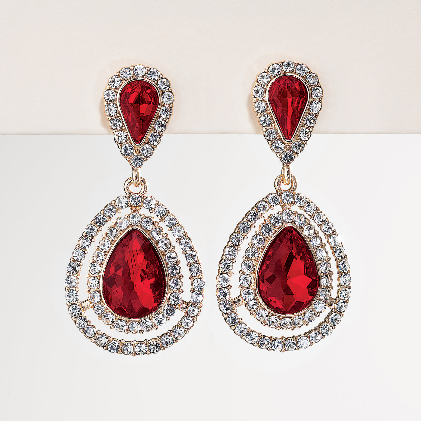 Red Crystal Teardrop Earrings