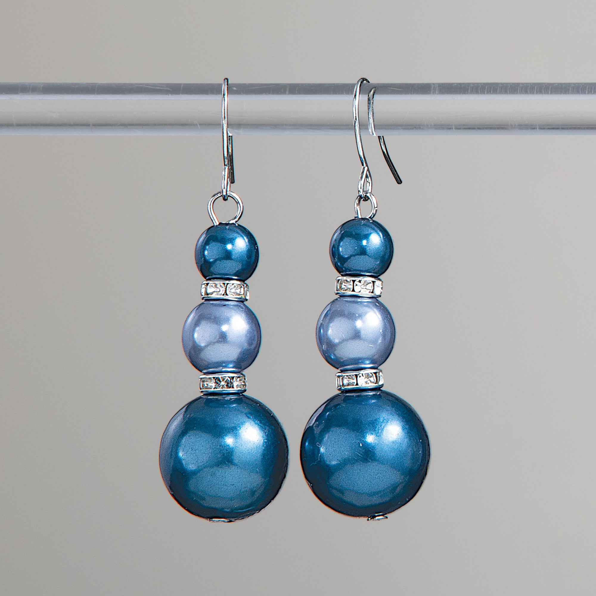 Cobalt Glass Pearl Earrings