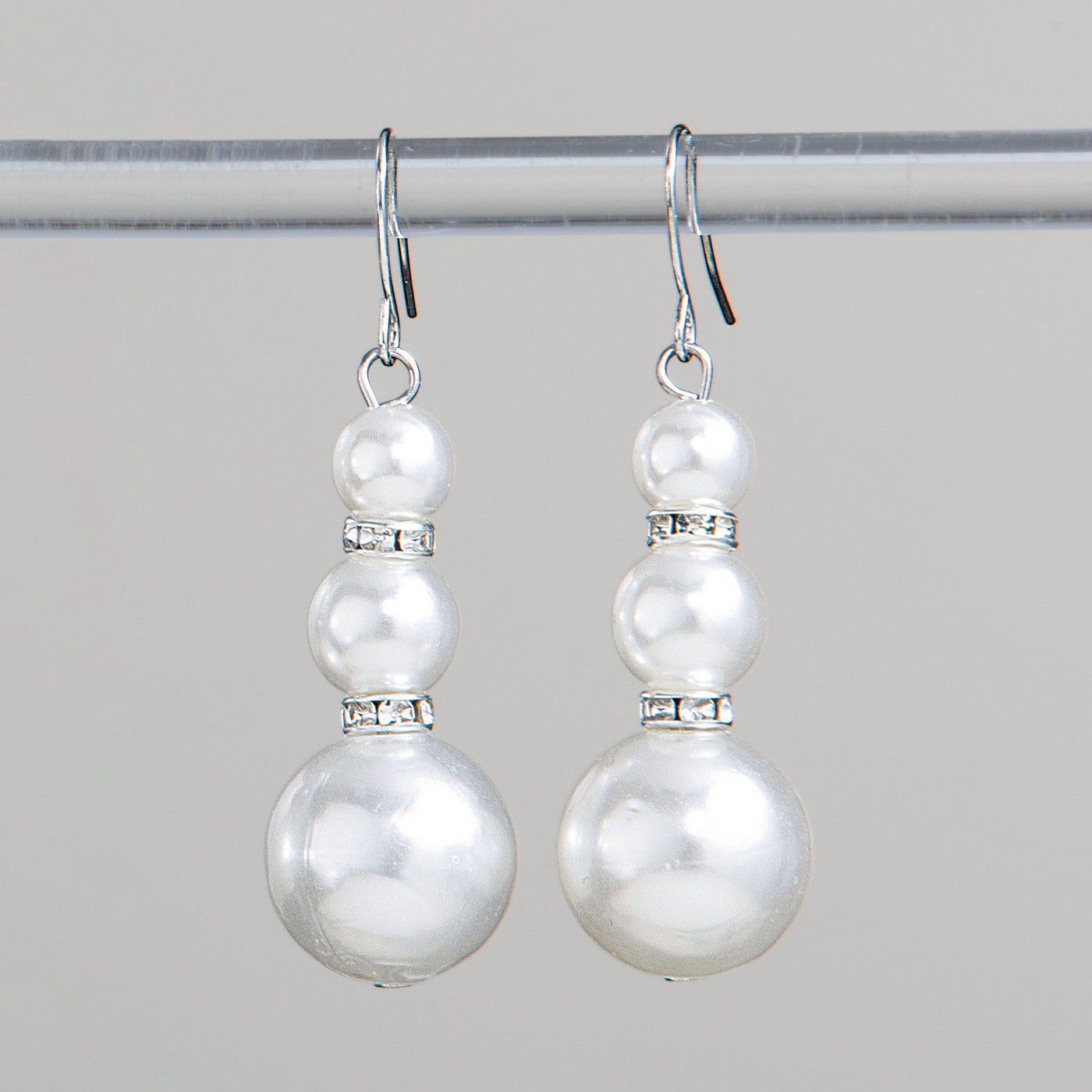White Glass Pearl Earrings