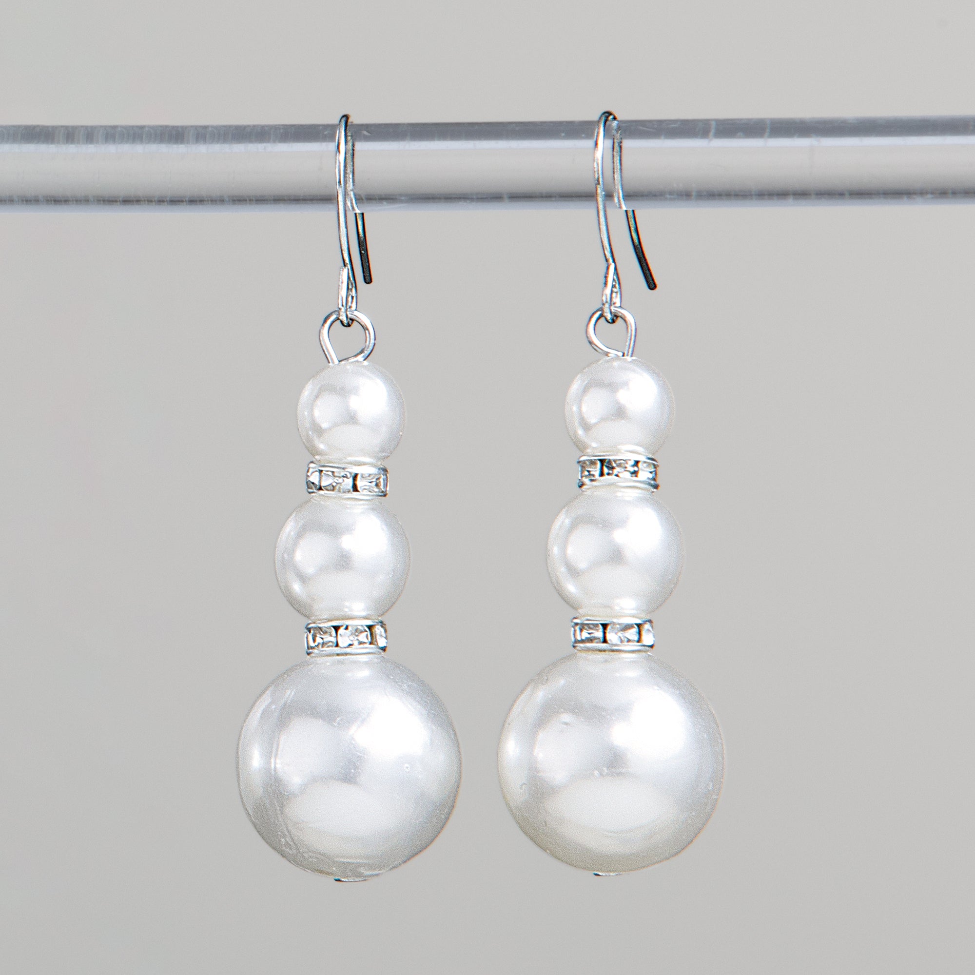 White Glass Pearl Earrings