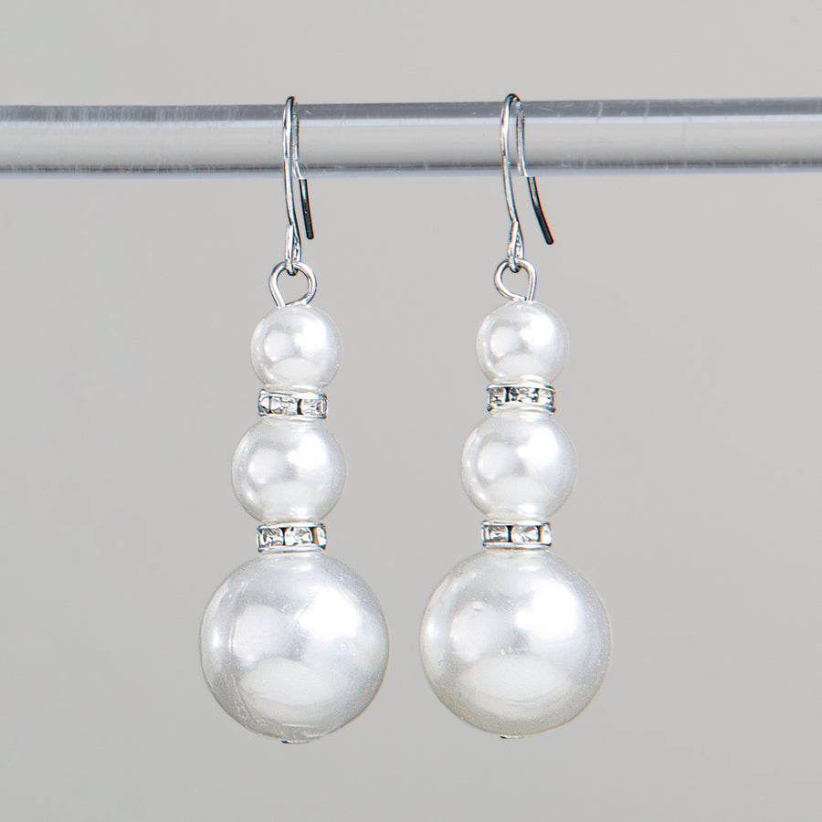 White Glass Pearl Earrings