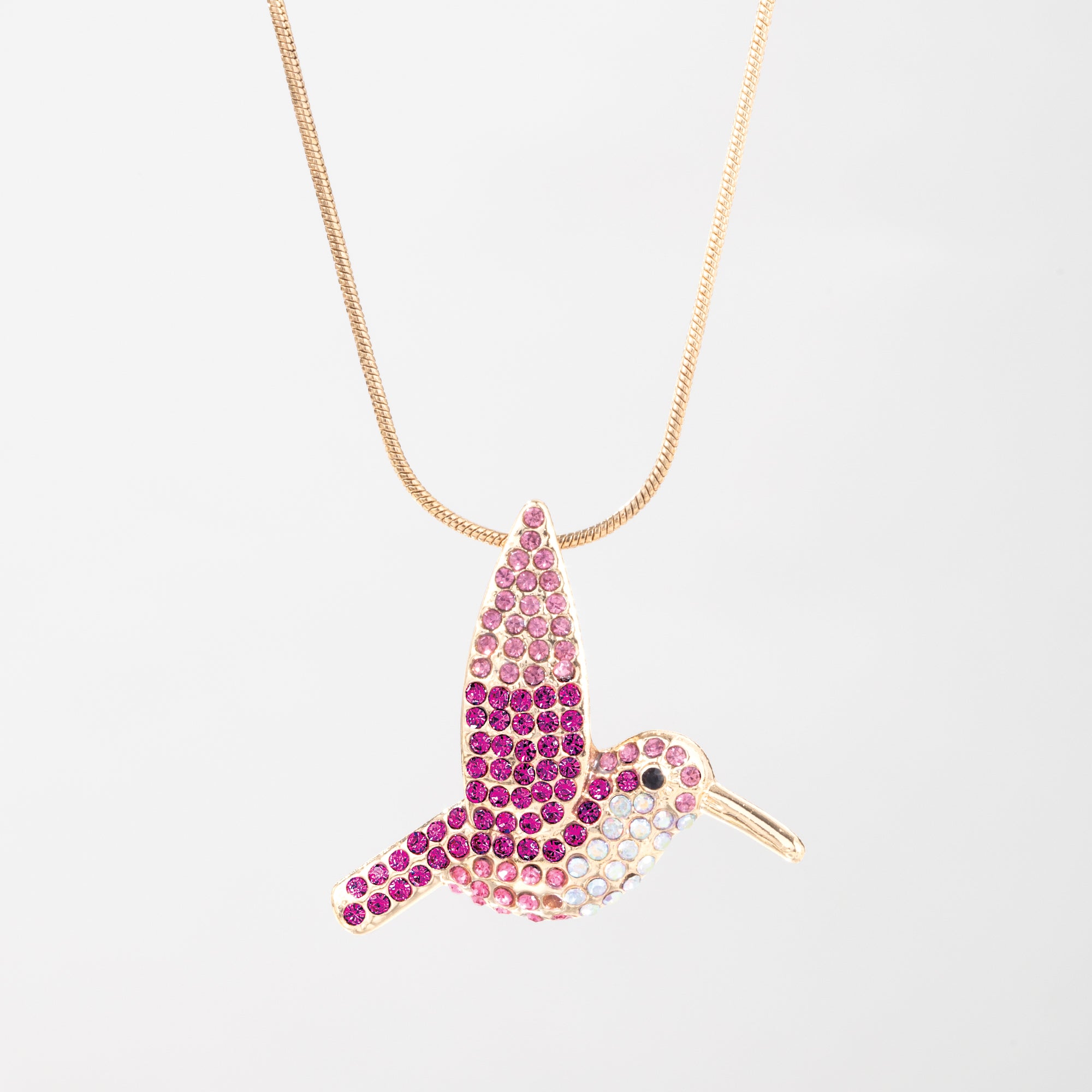 Blush Crystal Hummingbird Pin-Pendant Necklace