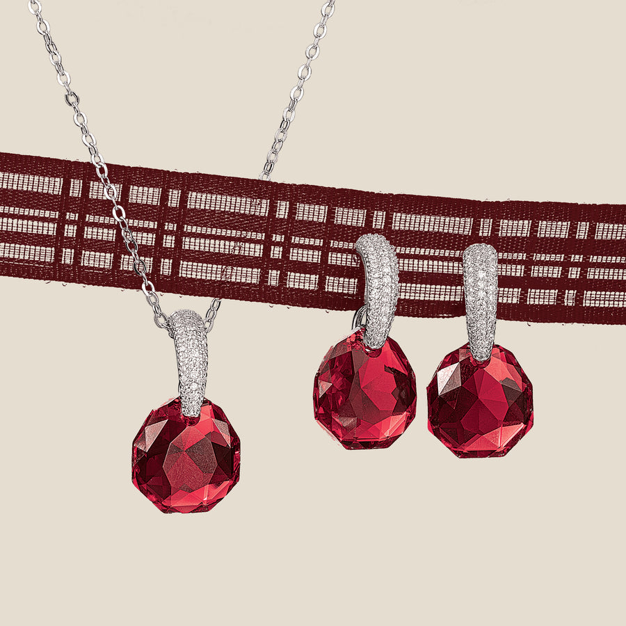 Scarlet & Pave Crystal Necklace & Earrings Set (Preorder)
