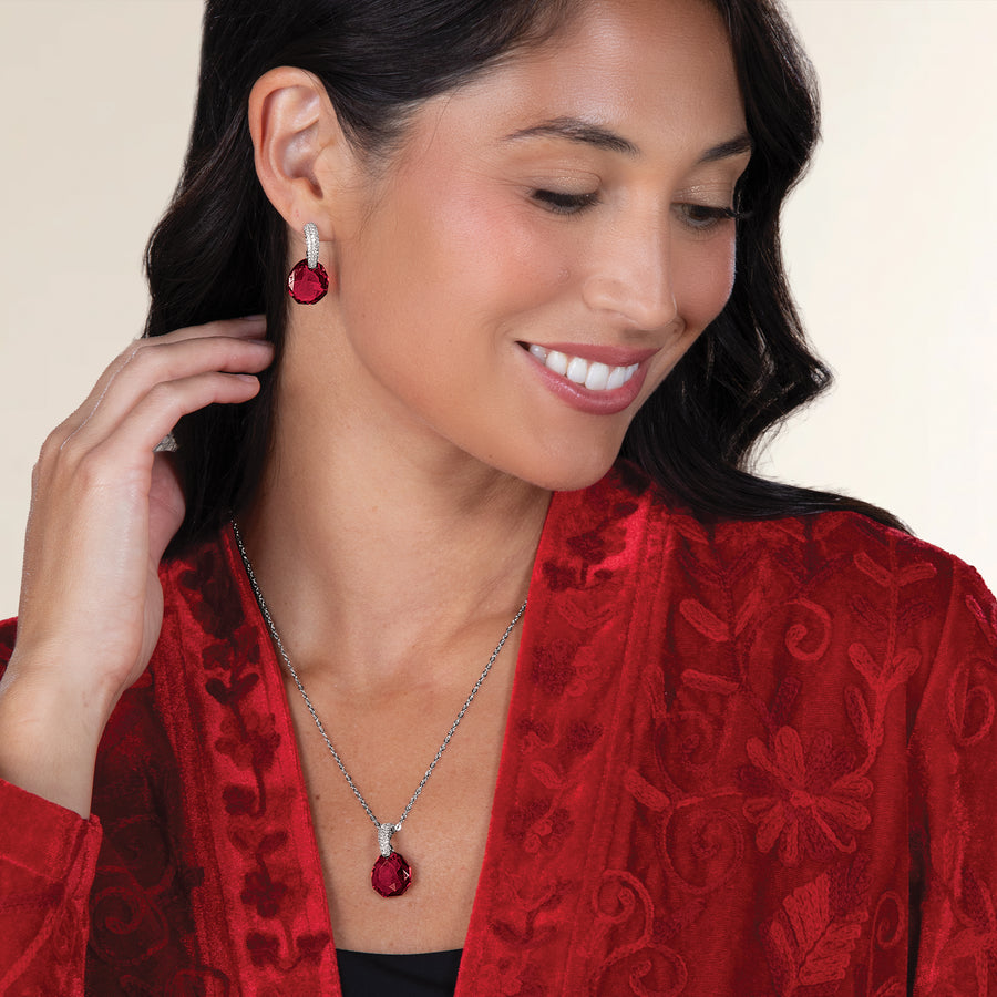 Scarlet & Pave Crystal Necklace & Earrings Set (Preorder)