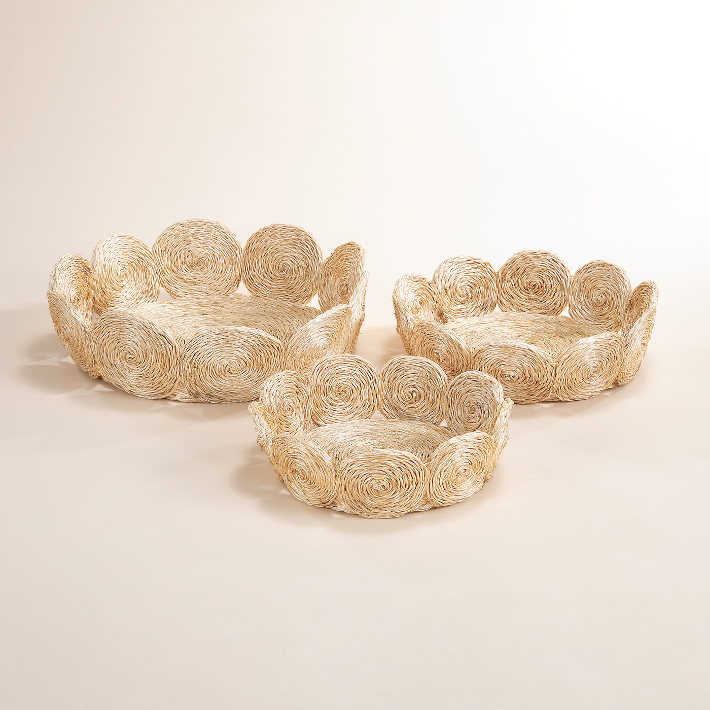 Natural Abaca Baskets, Set of 3