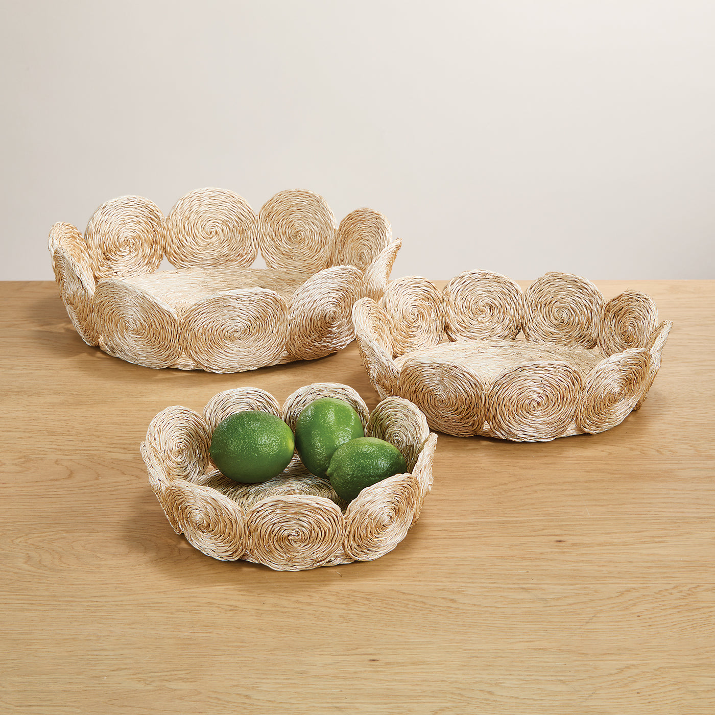 Natural Abaca Baskets, Set of 3