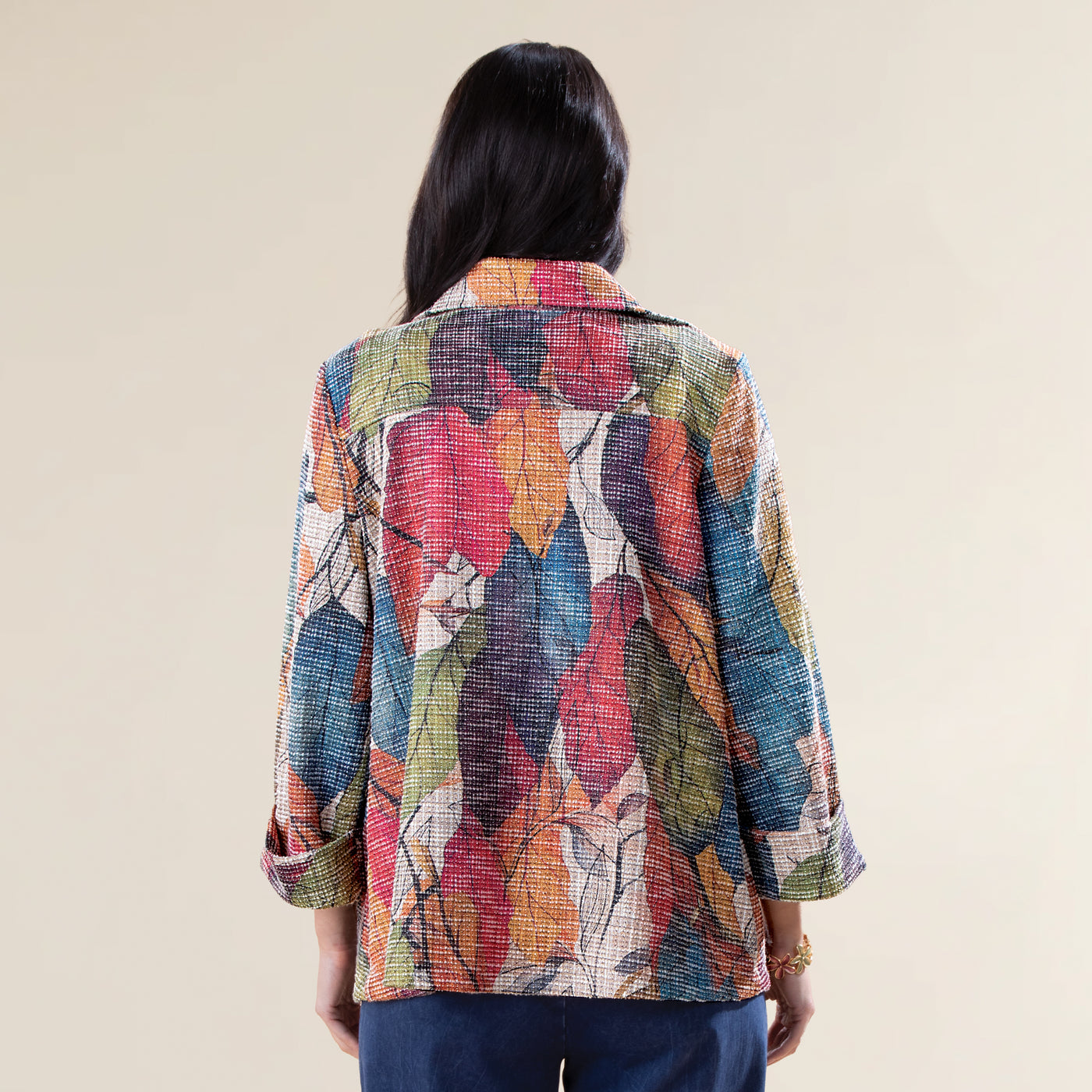 Falling Leaves Button Up Boucle Jacket