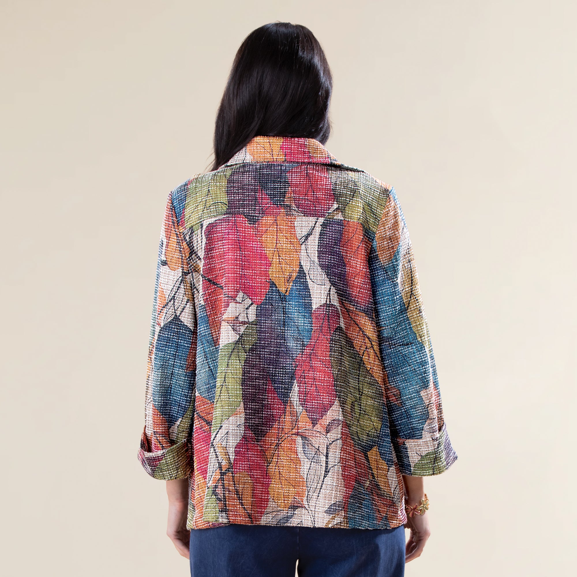 Falling Leaves Button Up Boucle Jacket