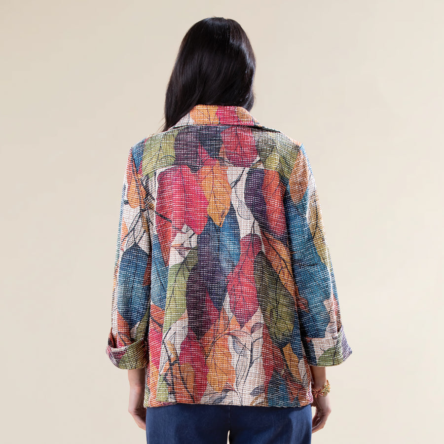 Falling Leaves Button Up Boucle Jacket