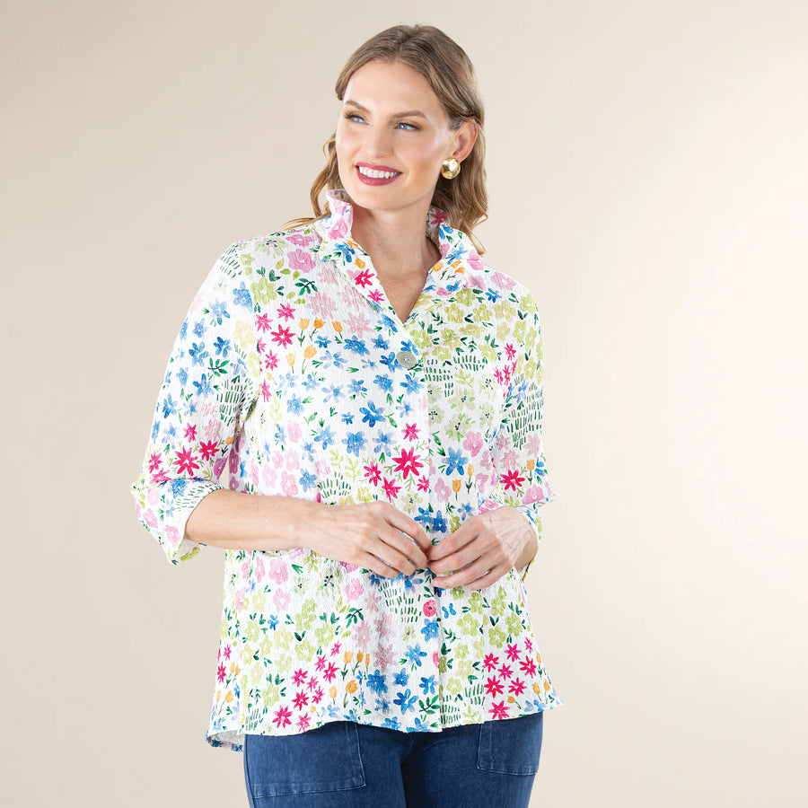 Adorable Florals Button-Up Blouse