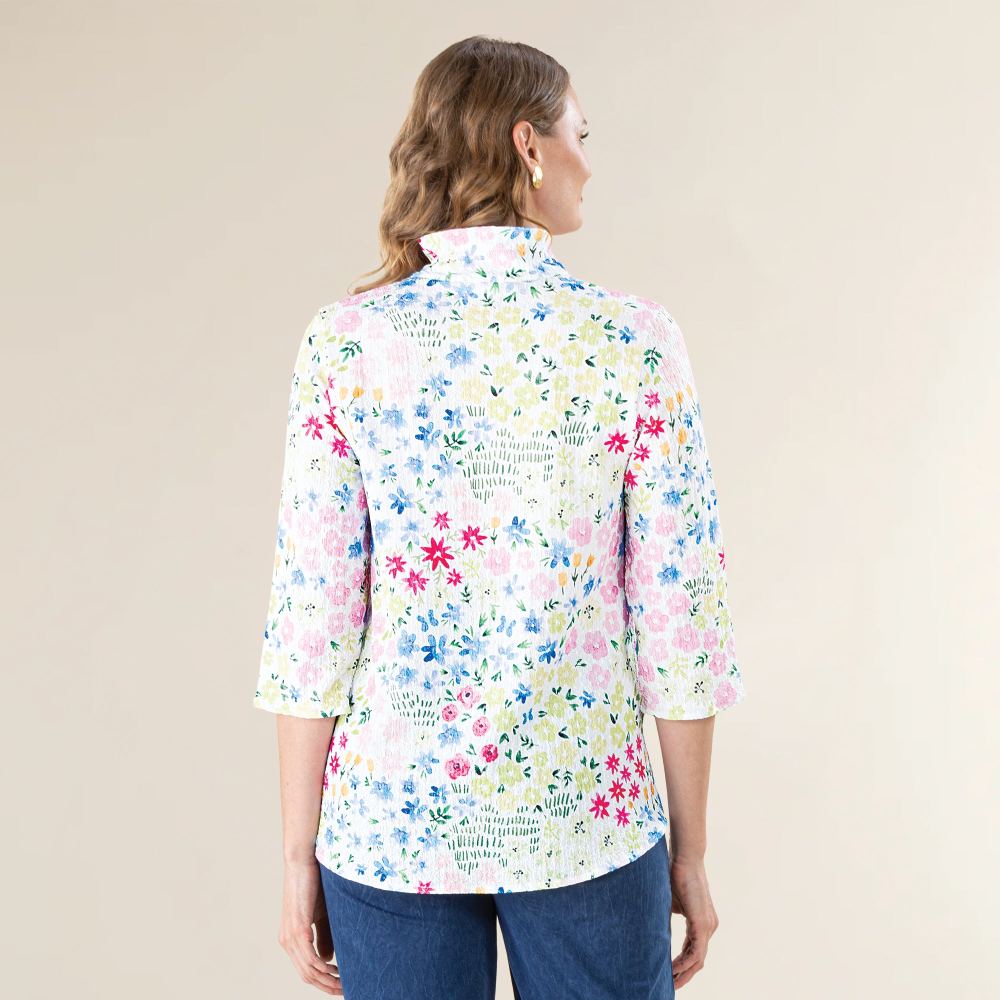 Adorable Florals Button-Up Blouse