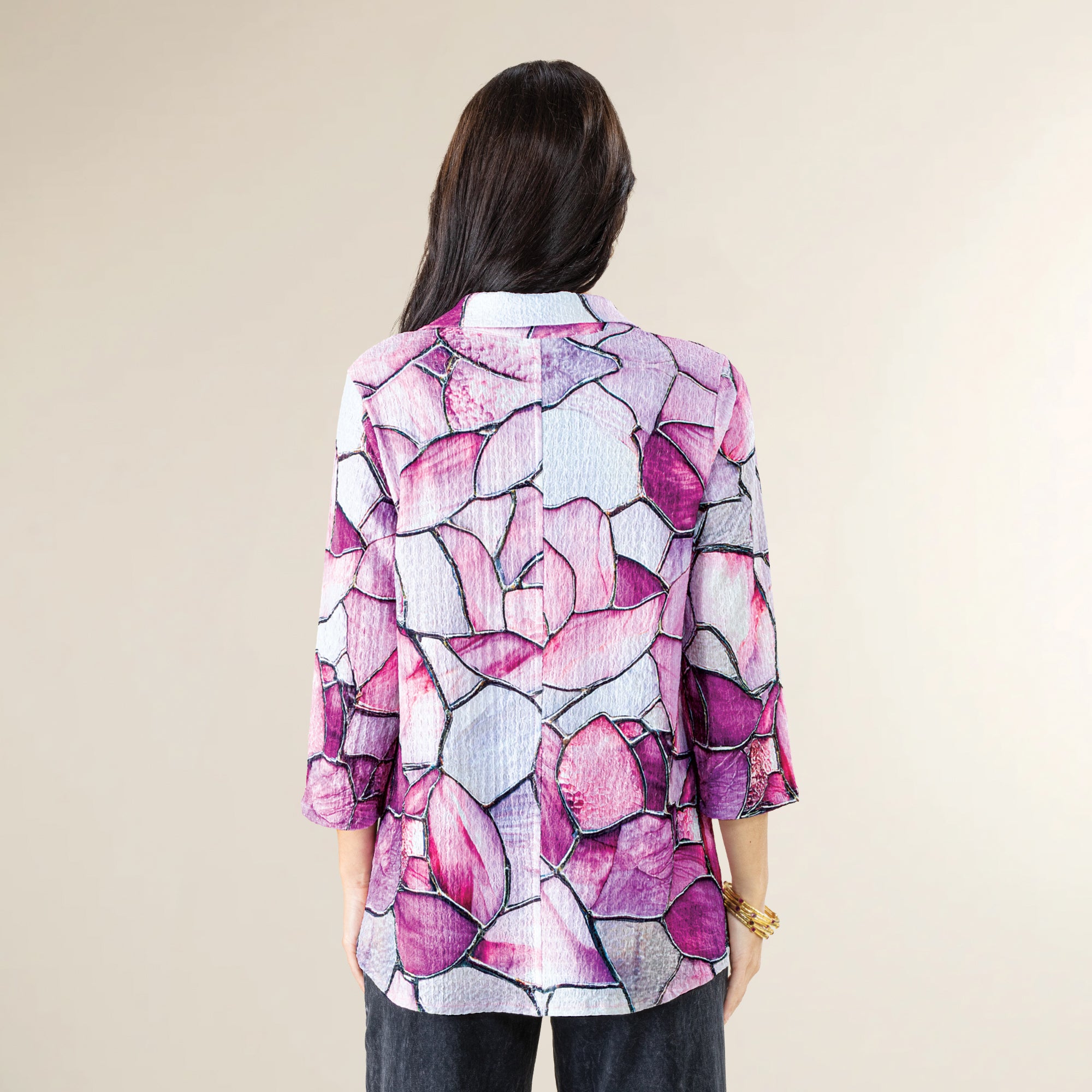 Pink Mosaic Button Up Blouse