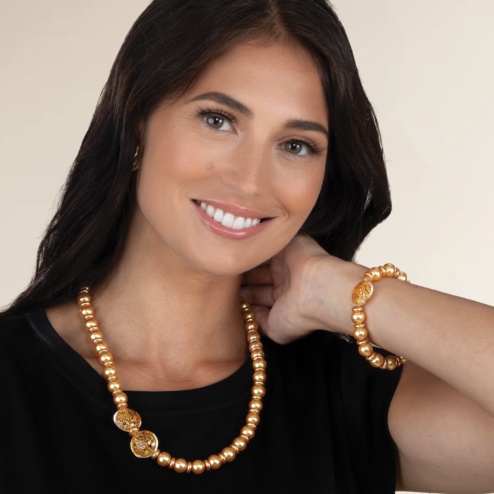 Golden Venetian Glass Necklace