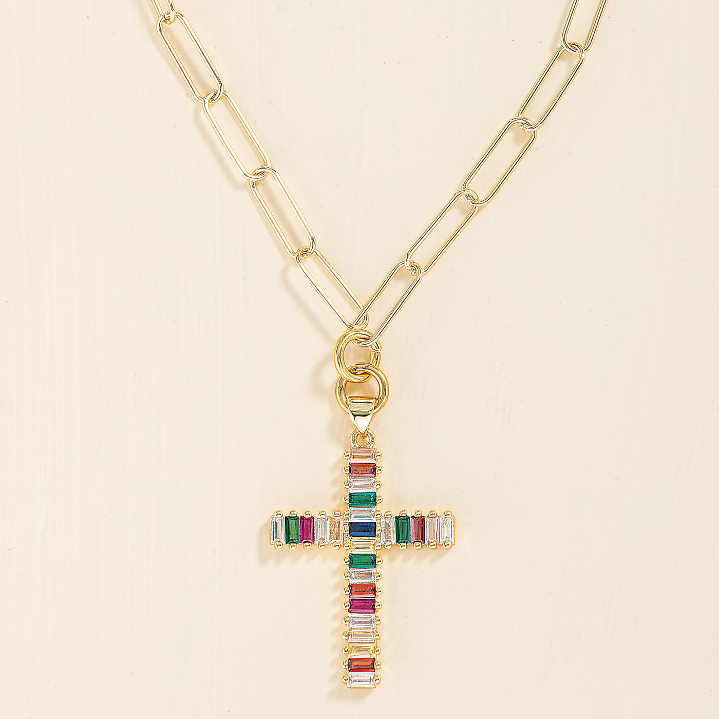 Peaceful Existence Crystal Cross Pendant Necklace