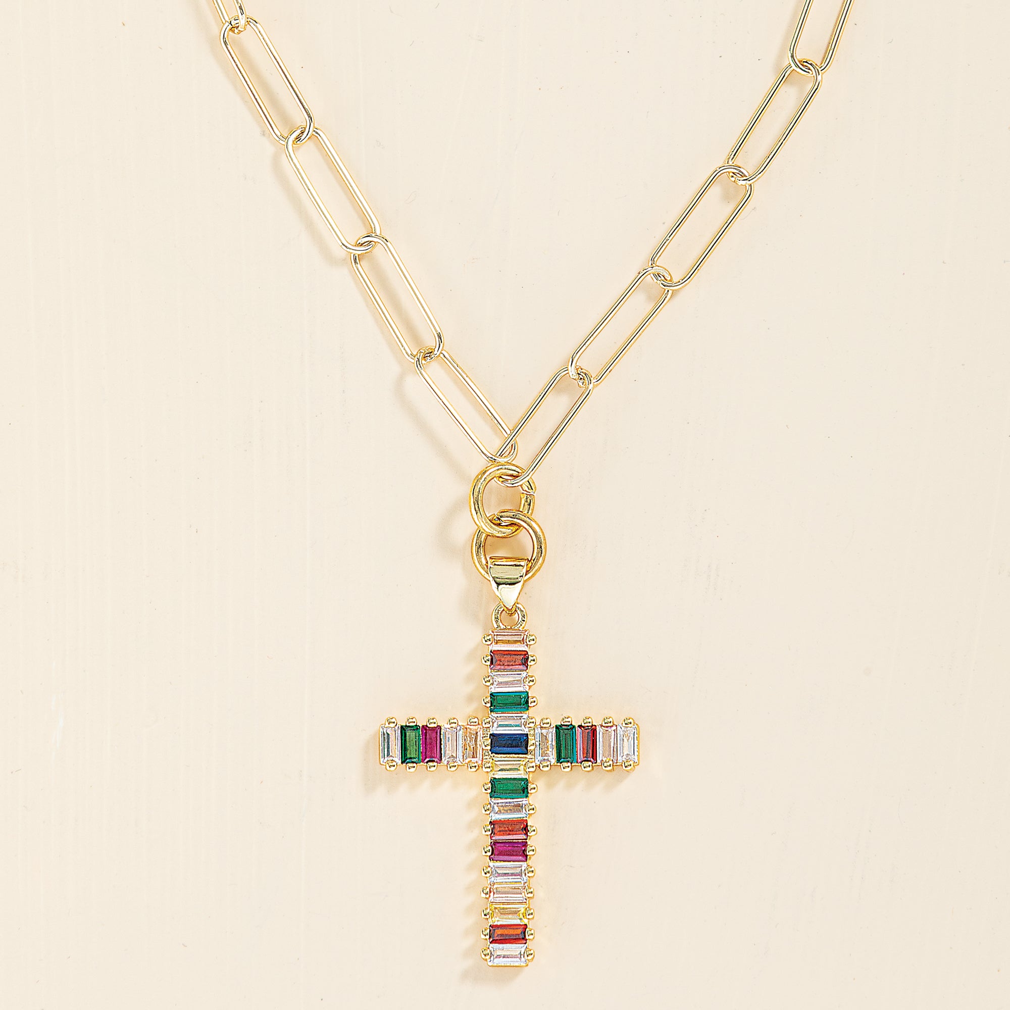 Peaceful Existence Crystal Cross Pendant Necklace