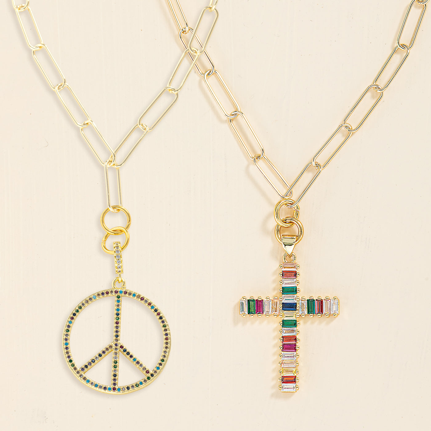 Peaceful Existence Crystal Cross Pendant Necklace