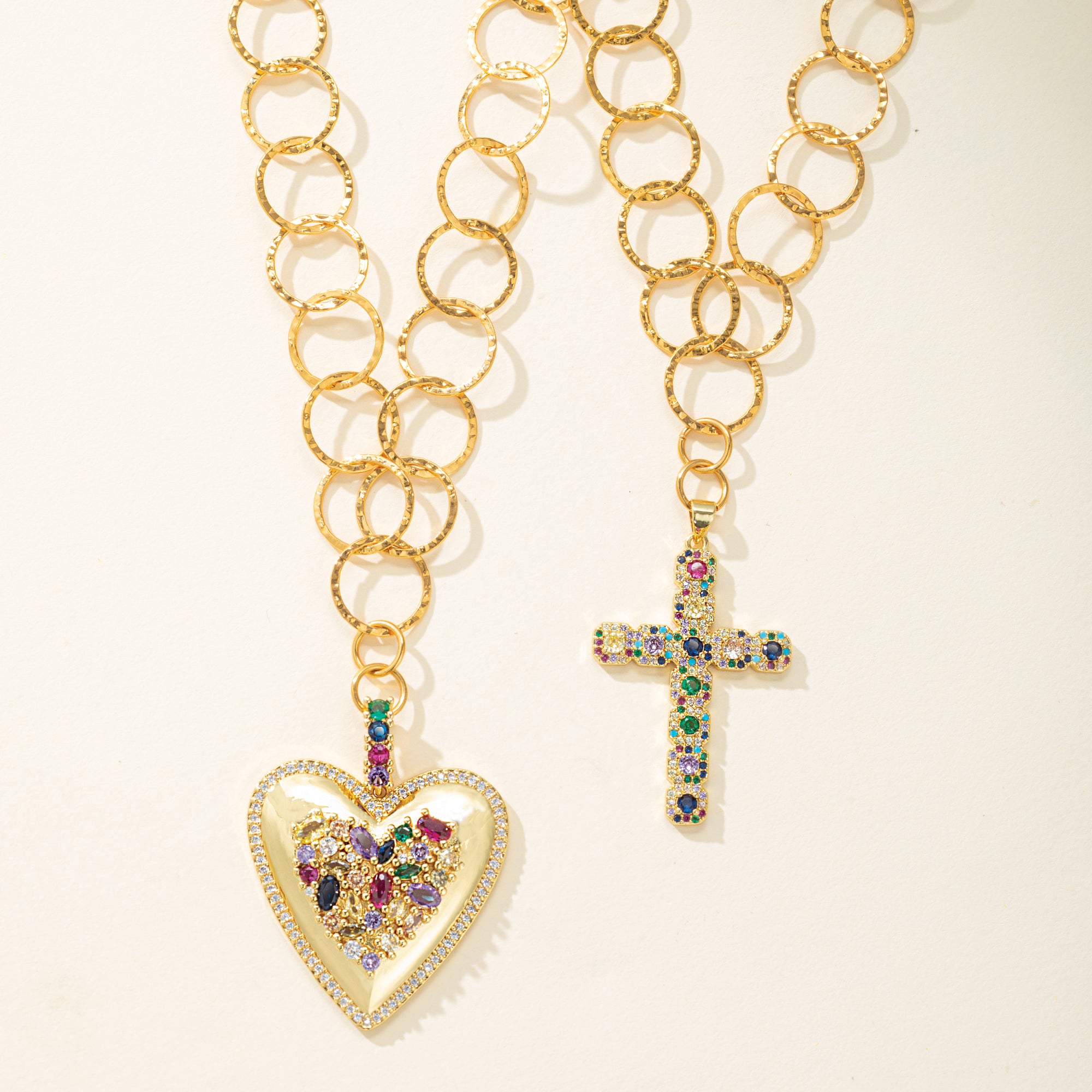 Multicolored Crystal Cross Necklace