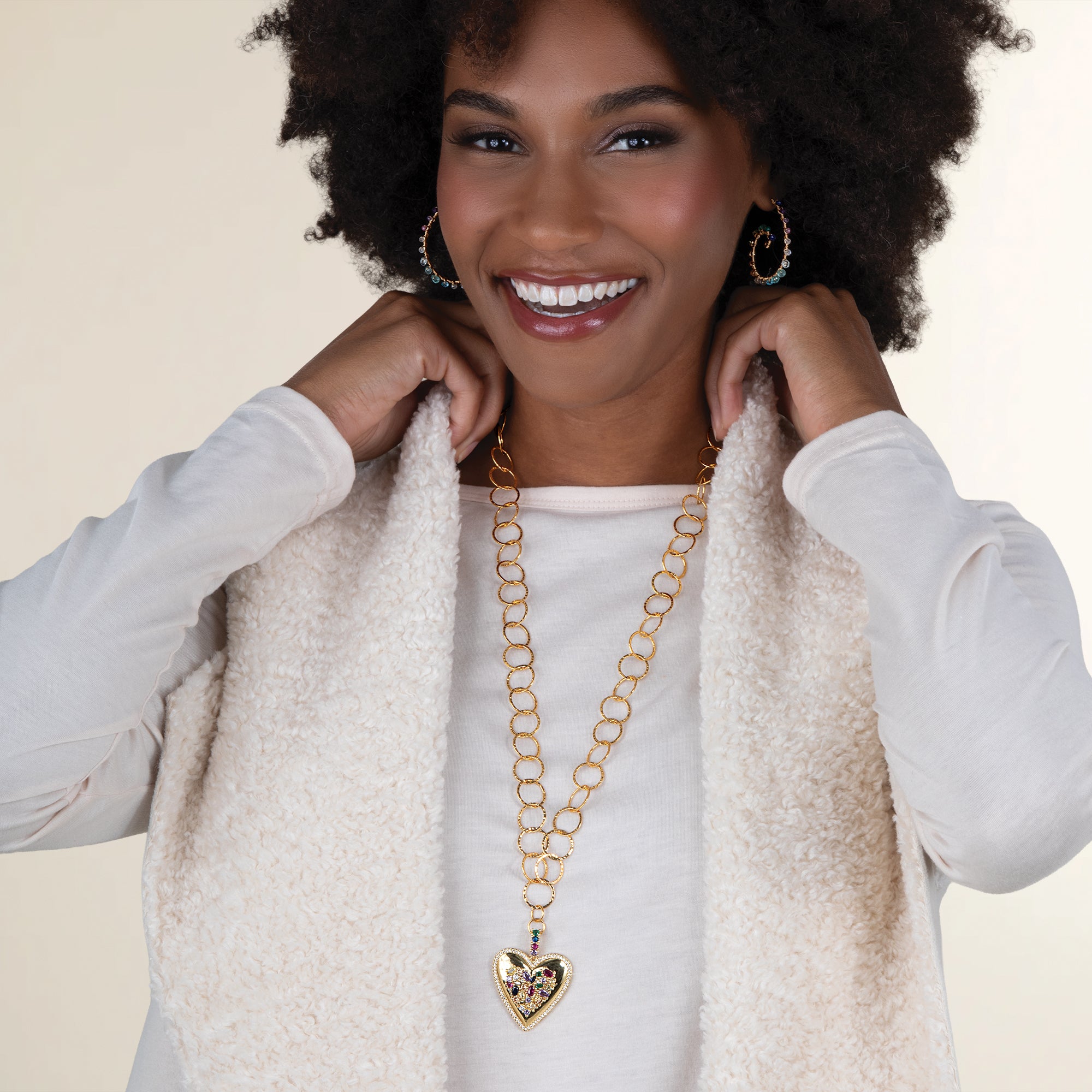 Multicolored Crystal Heart Necklace