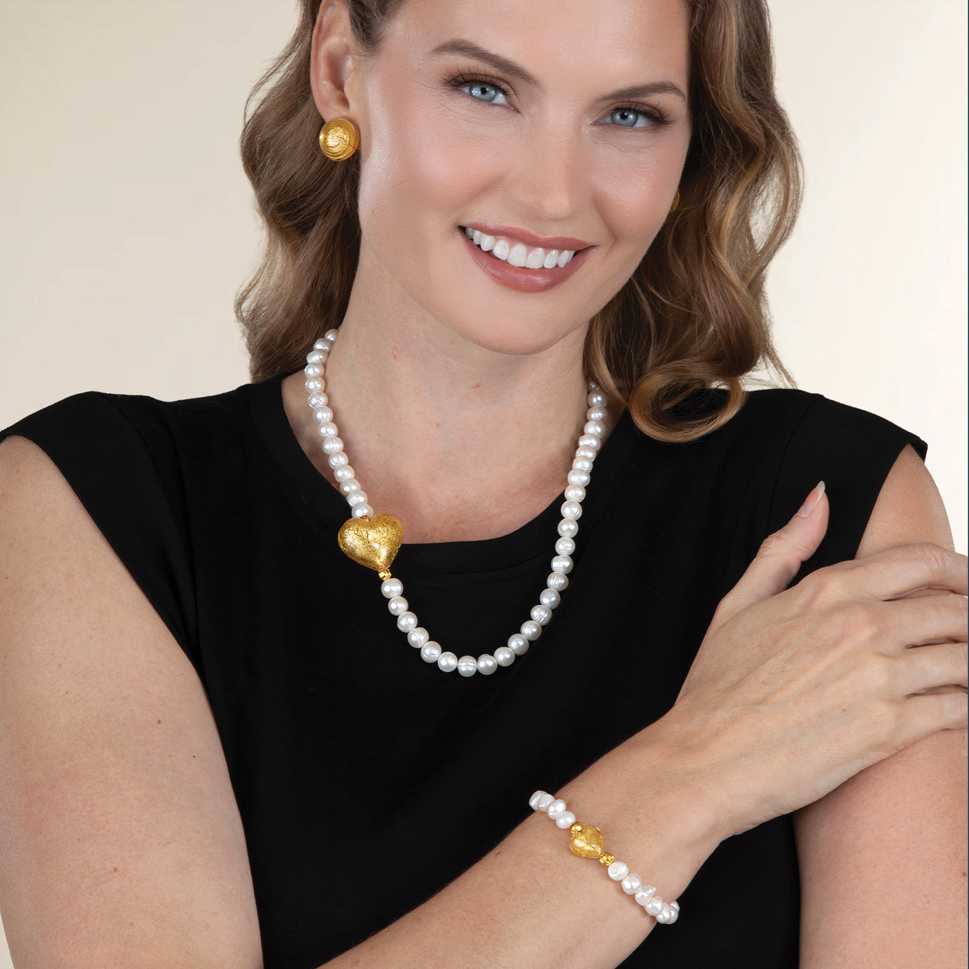 In A Heartbeat Murano Glass & Pearl Necklace