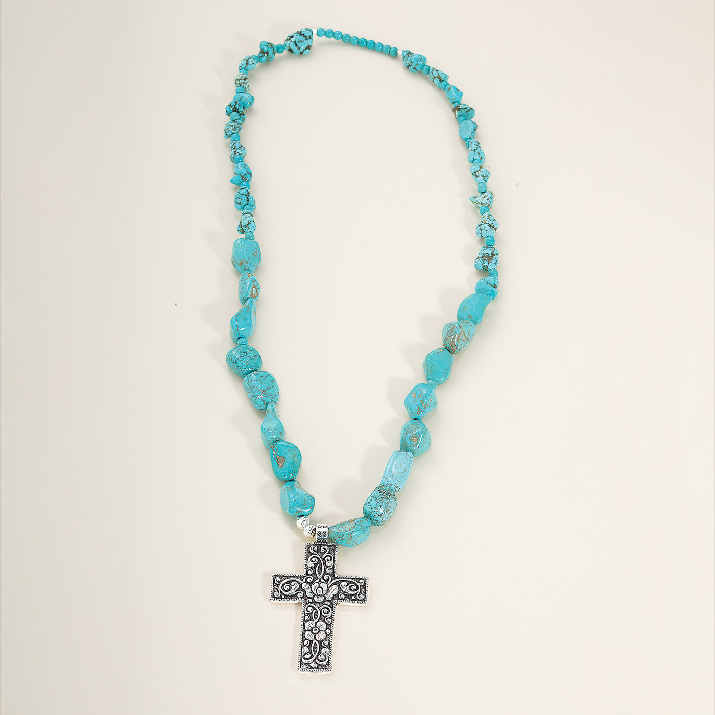 Floral Cross Turquoise Necklace