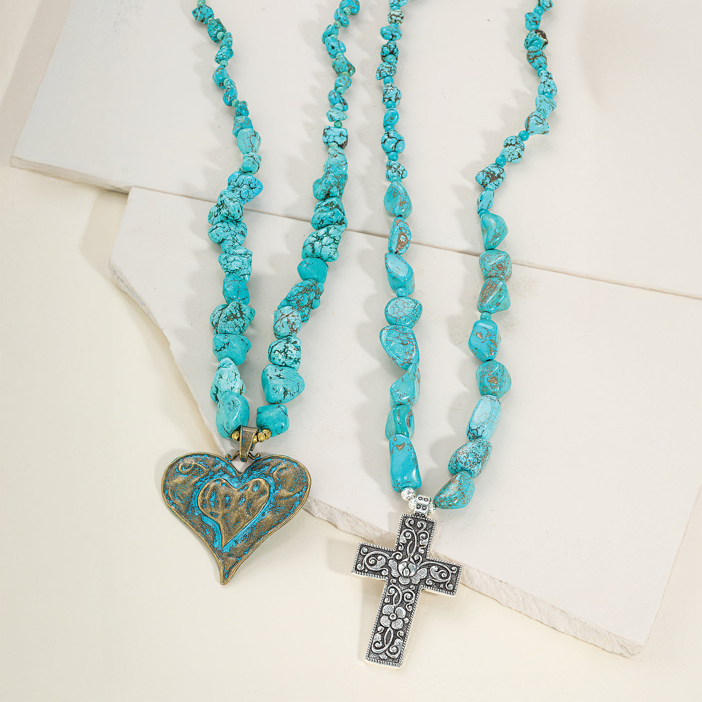 Floral Cross Turquoise Necklace