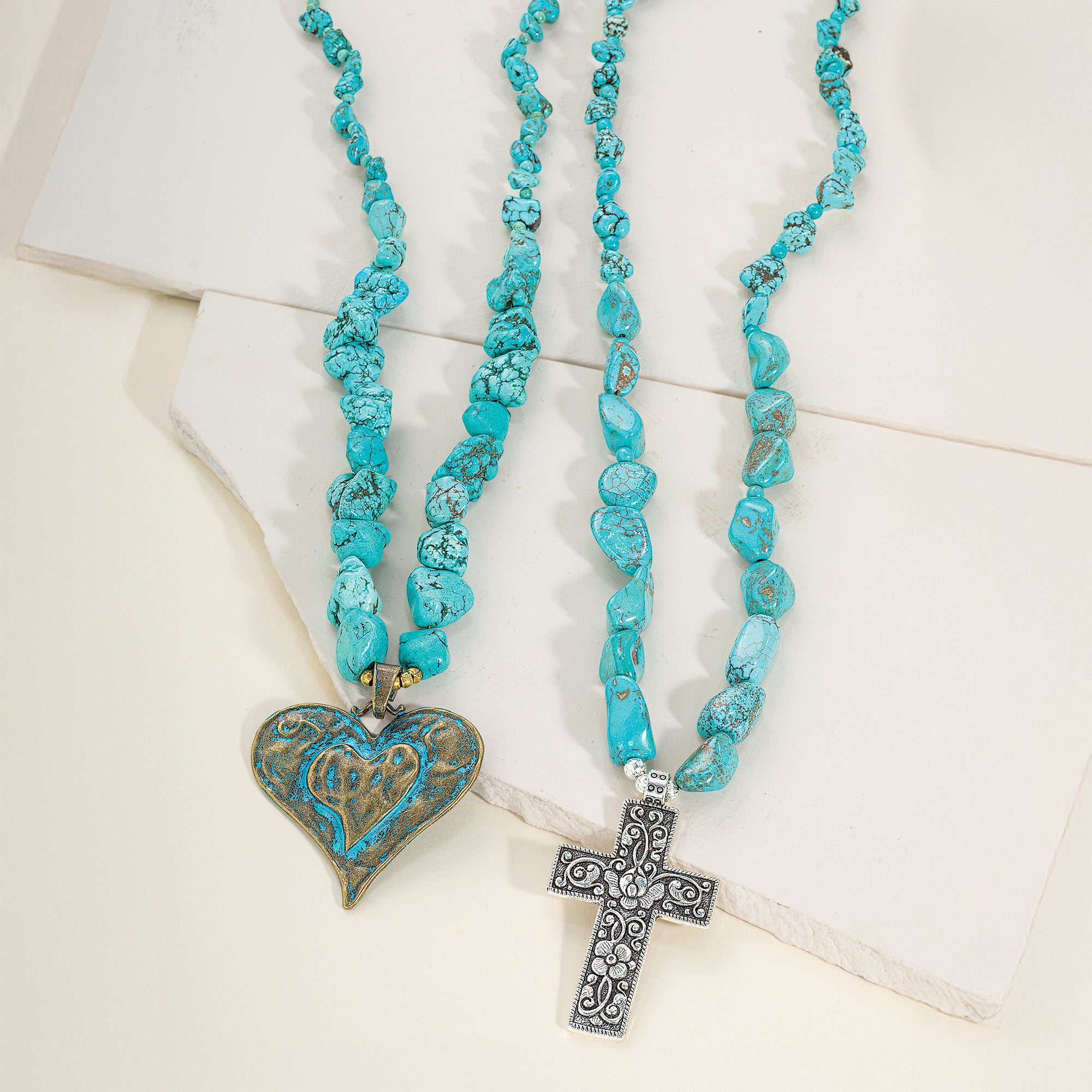 Floral Cross Turquoise Necklace