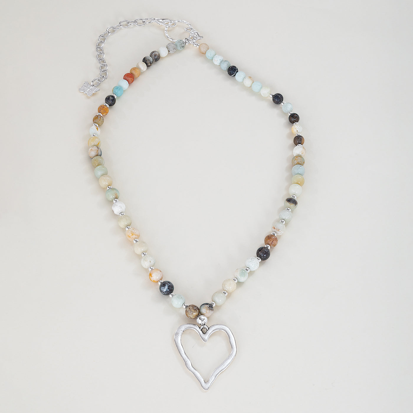 Amazonite & Open Heart Pendant Necklace