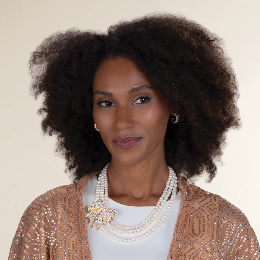 Tied to Perfection Triple Strand Pearl Necklace