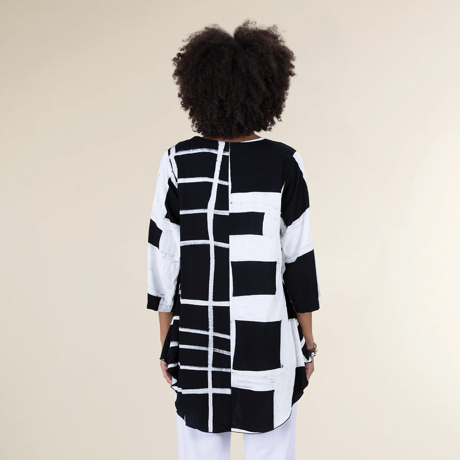 Black & White Patterned Popover Tunic