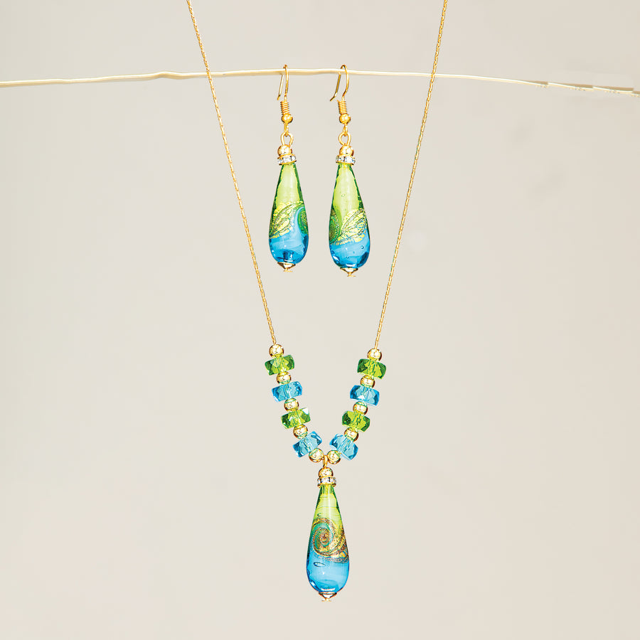 Murano Glass South Beach Necklace & Earrings Set