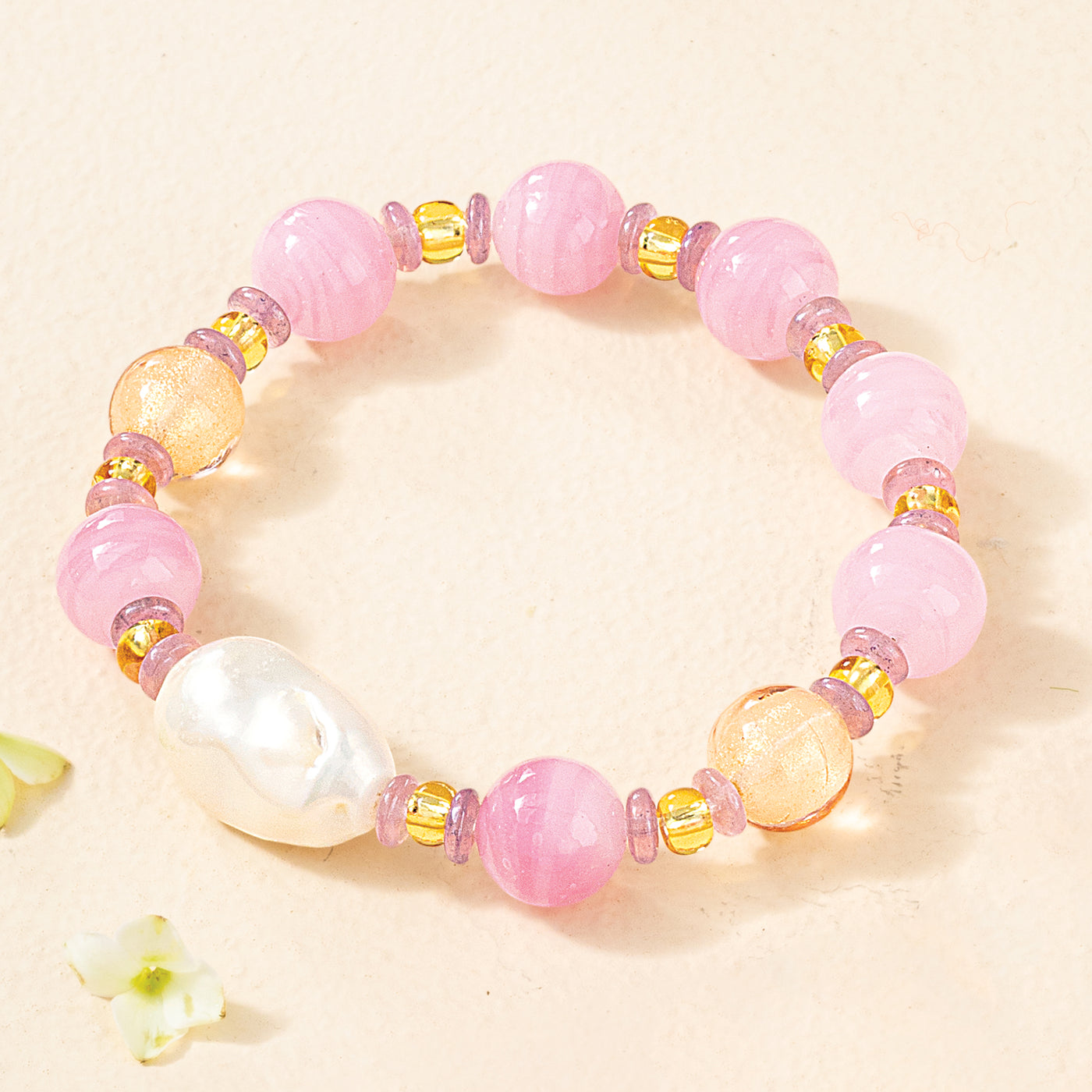 Murano Glass Thinking in Pink Beaded Bracelet