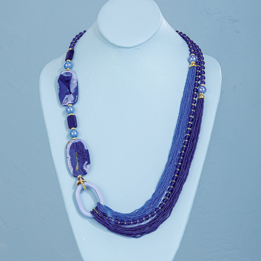 Out Of The Blue Murano Glass Asymmetrical Necklace