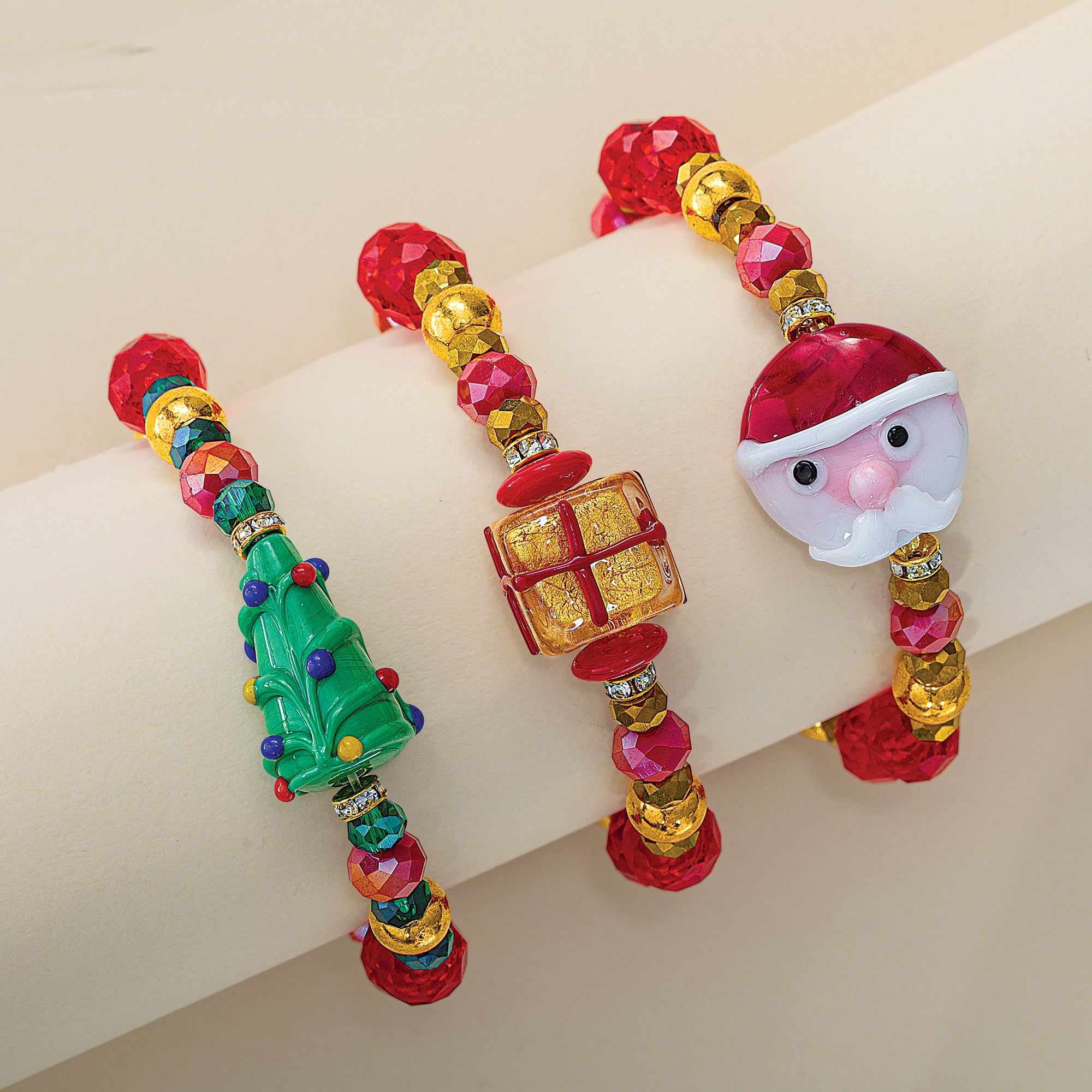Murano Glass Buon Natale Bracelets Set of 3